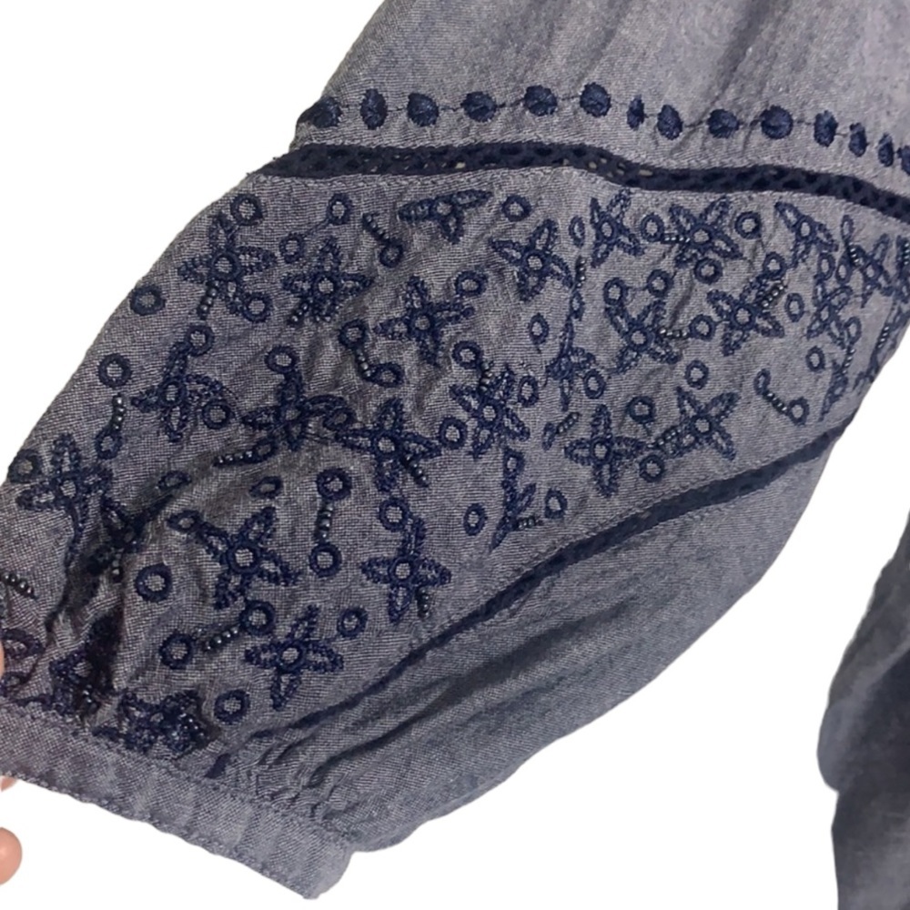 Anthropologie Blue Embroidered Blouse - Picture 5 of 12